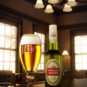 Stella Artois Glass and Bottle