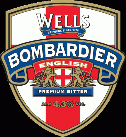 wells bombardier logo beer sticker