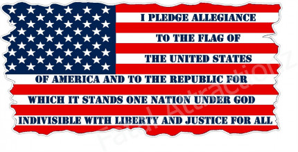 USA FLAG WITH PLEDGE COLOR STICKER
