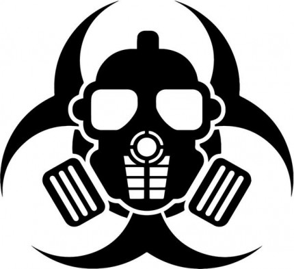 ZOMBIE GAS MASK BIO HAZ B&W STICKER