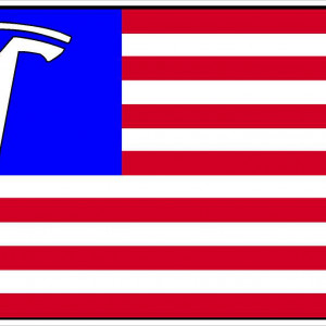 TESLA USA FLAG STICKER