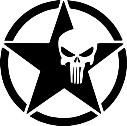 US ARMY STAR WITH SKULL DECAL right