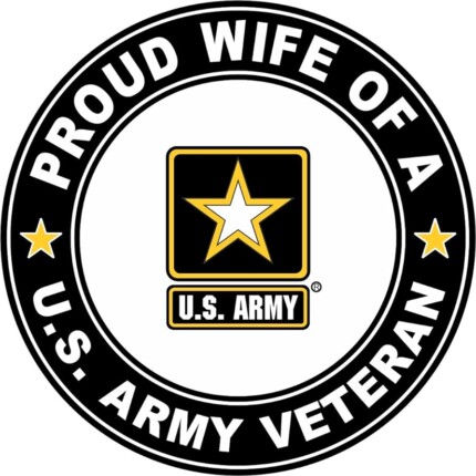US ARMY VETERAN PROUD WIFE ROUND STICKER