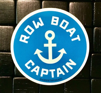 row boat captain round boat sticker