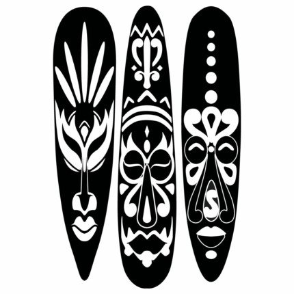 2 African Wall Art TALL MASKS set of 3