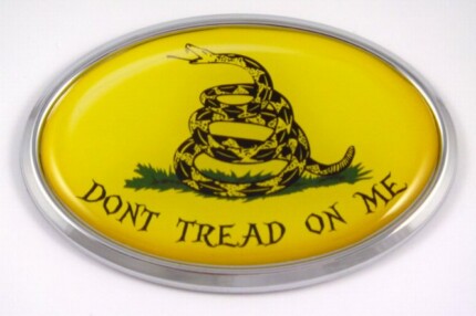 Dont Tread On Me Oval Flag 3D Chrome Emblem