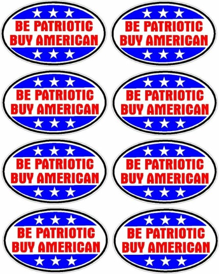 BE PATRIOTIC BUY AMERICAN OVAL Eight Pack 8-1.5x2in