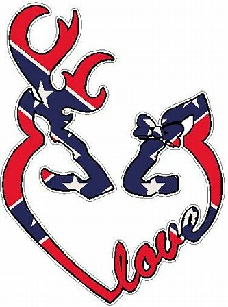 DEER HEADS HEART FILLS with LOVE flag rebel