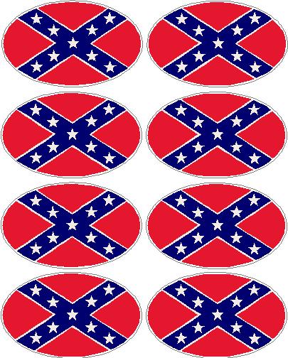 confederate flag oval decal set - 8 total