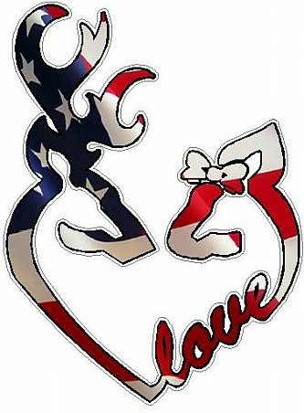 DEER HEADS HEART FILLS with LOVE flag usa