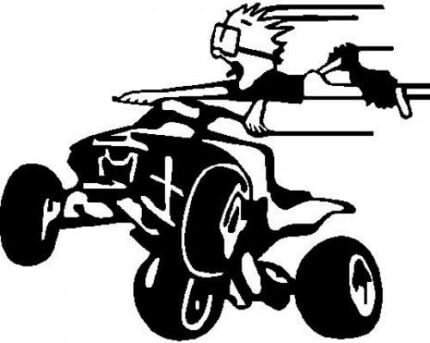 Calvin Riding Quad Fast Decal Sticker