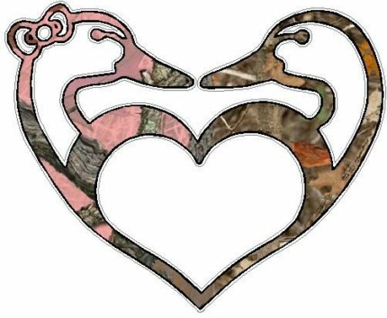 Duck Hunting LOVE Sticker 2 FILLS Camo Nature PINK FEMALE