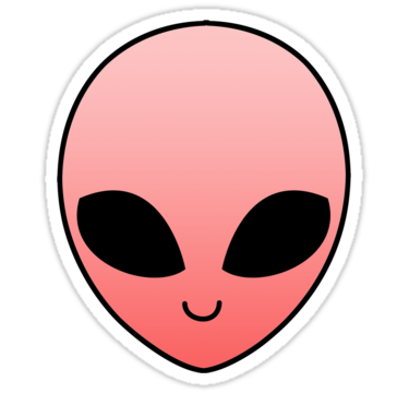 Pink Alien Head Sticker