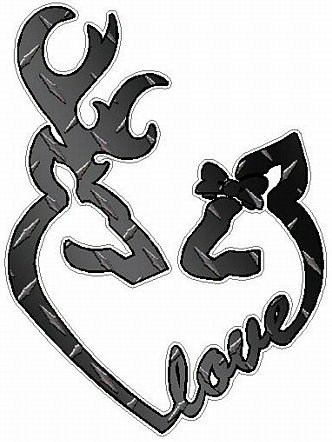 DEER HEADS HEART FILLS with LOVE diamondplate black