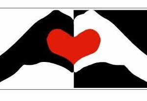 ANTI RACISM HANDS HEART BUMPER STICKER