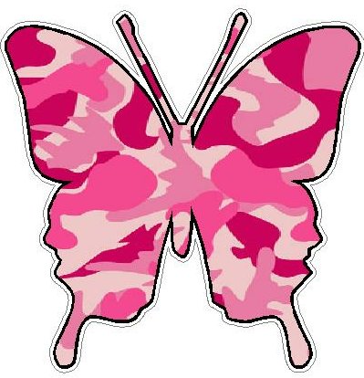Butterfly Camo Sticker 2 - PINK