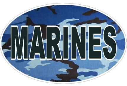 CAMO BLUE OVAL MARINES DECAL