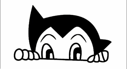 astro boy peeking die cut decal