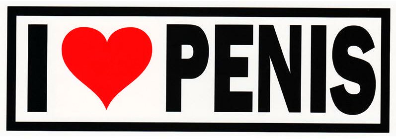 I LOVE PENIS  COLOR DECAL