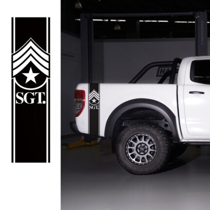 Military-Sergeant-Badge-side-tail-truck-bed-stripes-graphic-vinyl-combo kit decals