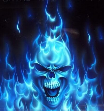 Skulls Blue Flame Square Sticker