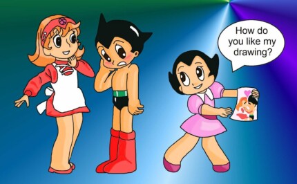 astro boy and girl friend sticker