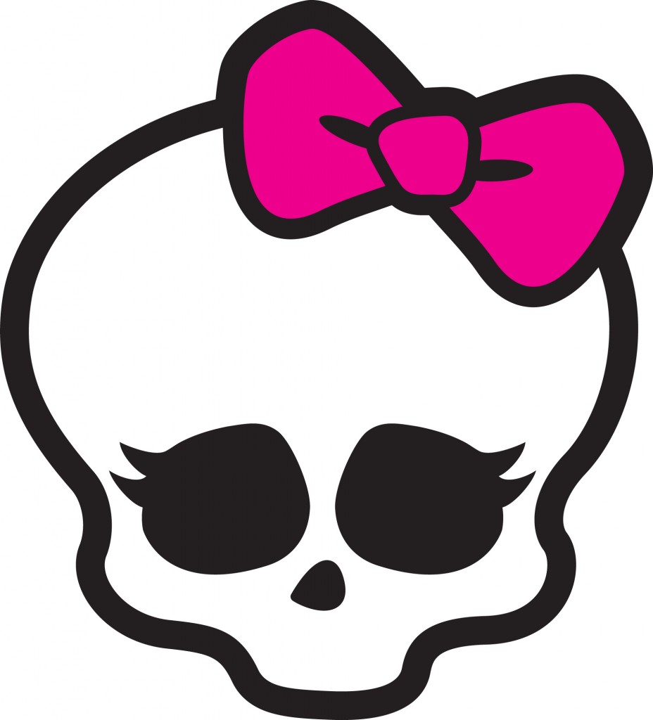 skull monster with bow color sticker