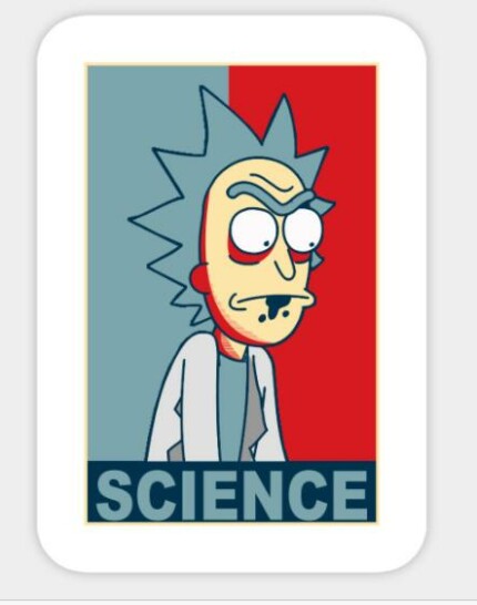 RICK AND MORTY SCIENCE RWB STICKER
