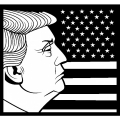 TRUMP USA FLAG B&W POLITICAL STICKER
