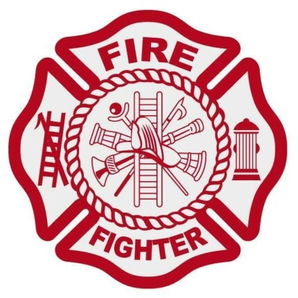 FIRE FIGHTER WHITE AND RED CROSS STICKER