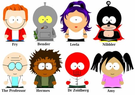 Futurama South Park Rectangular Decal