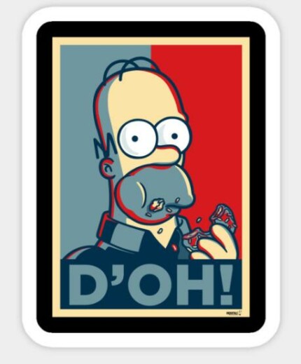 SIMPSON HOMER DOH STICKER RWB