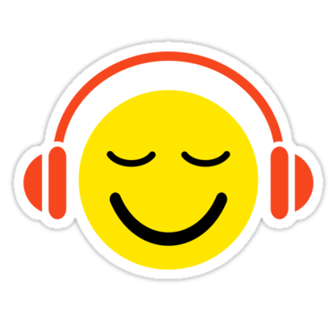 smile with headphones sticker