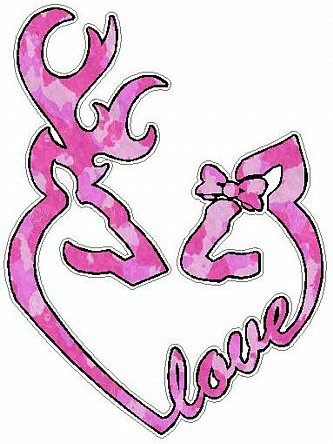 DEER HEADS HEART FILLS with LOVE camo pink