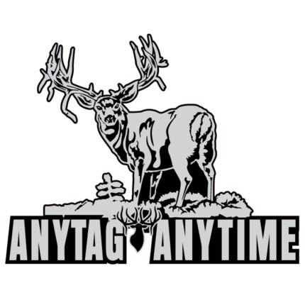 GRAY BLACK WHITE Any Tag Any Time Mule Deer Decal