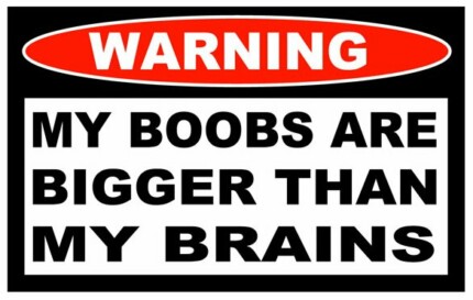 Boobs Bigger Brains Funny Warning Sticker